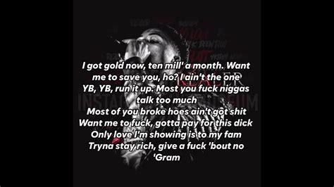 Nba youngboy cross me lyrics - Name : NBA YoungBoy - Cross Me (Ft. Lil Baby and Plies) Lyrics Duration : 03:55 Size : 5.38 MB Views : 13,653 Sample Rate: 48kHz Audio Channels: Stereo Update : 21 Desember 2018